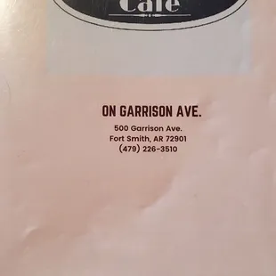 the menu for the restaurant
