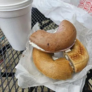 Coffee, Blueberry and pumpkin bagels