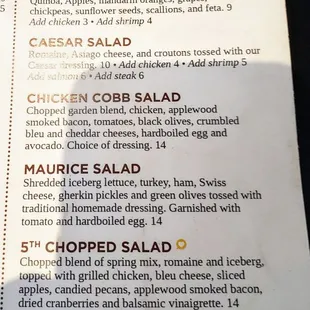menu