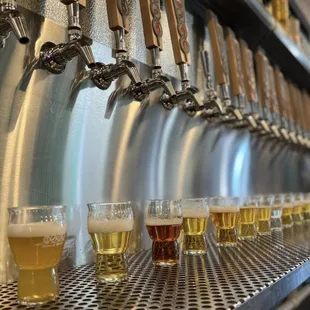 a row of beer glasses