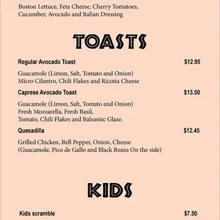 Salads-Toasts-Kids Menu