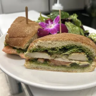 a sandwich and a salad