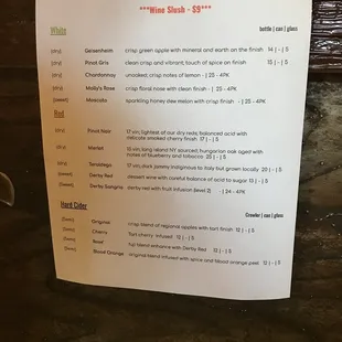 a menu on a table