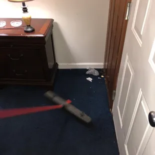 No vacuum he gave us a broom