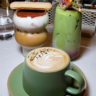 Tiramisu Latte &amp; Matcha on Fire &amp; Black Sesame Latte (@joeynht)
