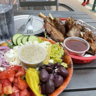 Greek salad and pork shanks!!