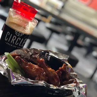 Bourbon Kick Wings and an Imperial Stout