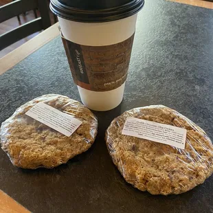 Peeps coffee drink and double chocolate chip cookie!