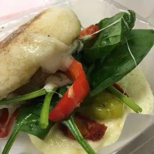 Make your own breakfast sandwich. Sausage egg whites spinach peppers and roasted tomatoes