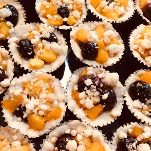 Peach blueberry mini tarts.