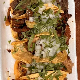 Yum, yum. One of each meat, two pollo!