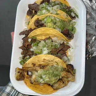 A variety of tacos