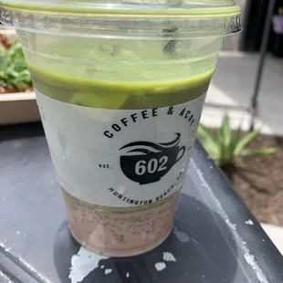 Strawberry milk oatmilk matcha