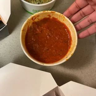 Huge cup of marinara