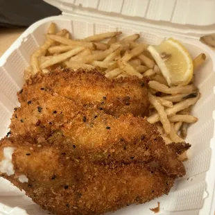 Fish &amp; chips. Needed more fries or fish for the price paid.