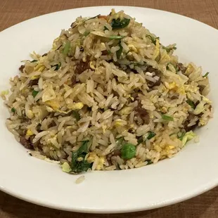 a plate of rice and vegetables