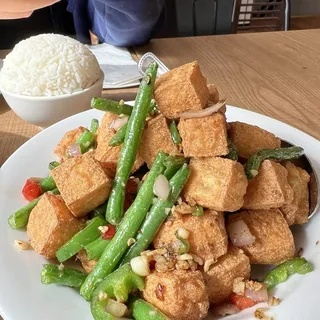 Salt & Pepper Fried Tofu and String Beans
