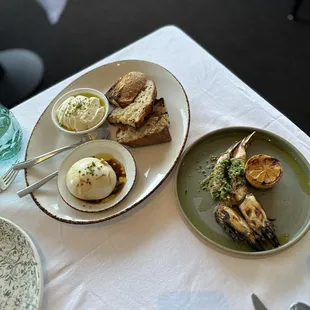 61 Mozzarella &amp; Wood Grilled Prawns