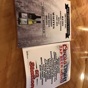 a menu for a wine tasting