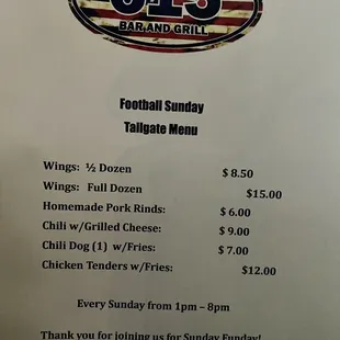 menu