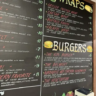 Wrap and burger menu