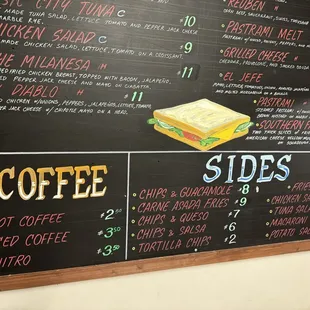 Coffee and sides menu 6/9/2024