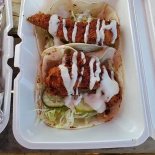 Hot Chicken Tacos, strongly recommend