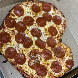 615 Pepperoni &amp; Cheese Heart Shaped Pizza.