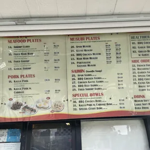 sushi and sashimi, menu