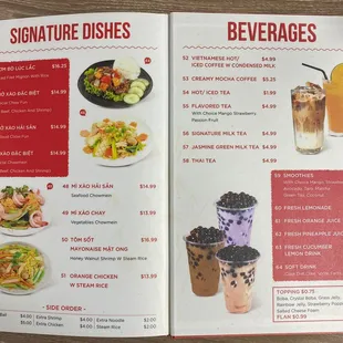 Signature Dishes and Beverages.