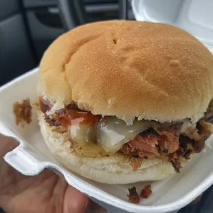 Smoked pork butt sandwich