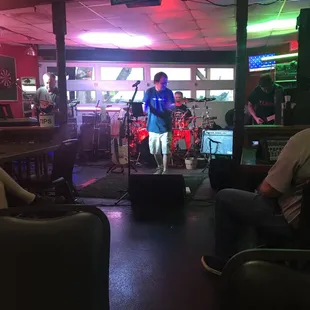 a band playing on stage