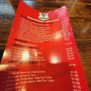 menu