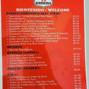 the menu