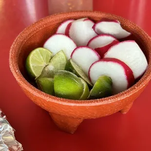 Radishes and limes