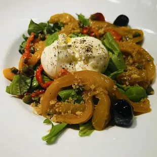 Burrata and roasted bell peppers