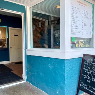 the entrance to the restaurant