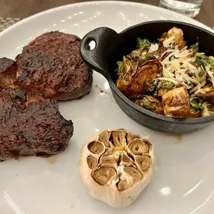 16oz Ribeye and Crispy Glazed Brussels Sprouts