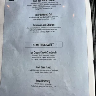 desserts menu