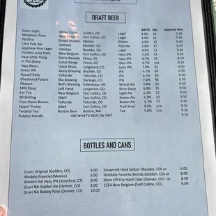 beer menu