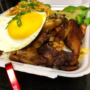 Da Ultimate Heart Attack Combo (pork belly, it's Filipino) from Da Ultimate Grindz...Aloha