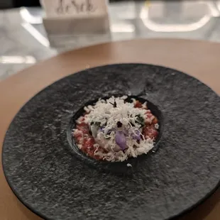 early girl tomato, kumamoto oyster, horseradish, shiso