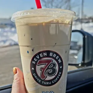 Medium Funnel cake iced breve, half sweet