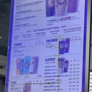 Menu with current prices because online has no prices.