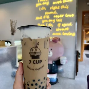 coffee milk tea with boba &amp; milk foam - large