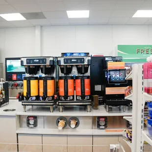 a coffee machine in a coffee shop