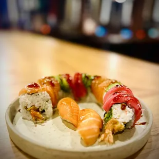 Sushi Roll and Salmon Nigiri