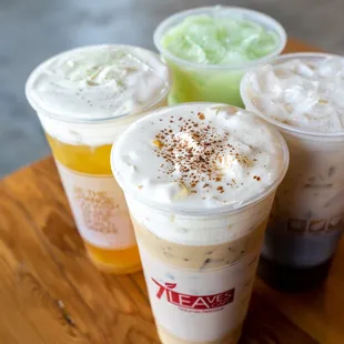 a variety of iced drinks