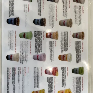 Drink menu with descriptions