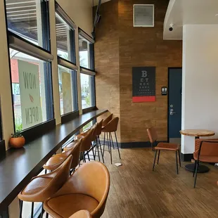 tables and chairs in a restaurant